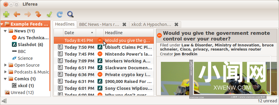 feed新闻阅读器Liferea 1.12.2更新