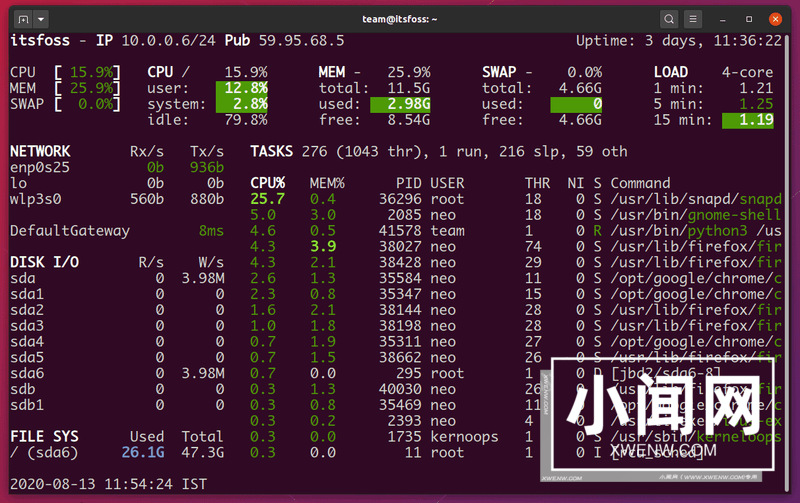 Glances：一款强大的 Linux 系统监控工具