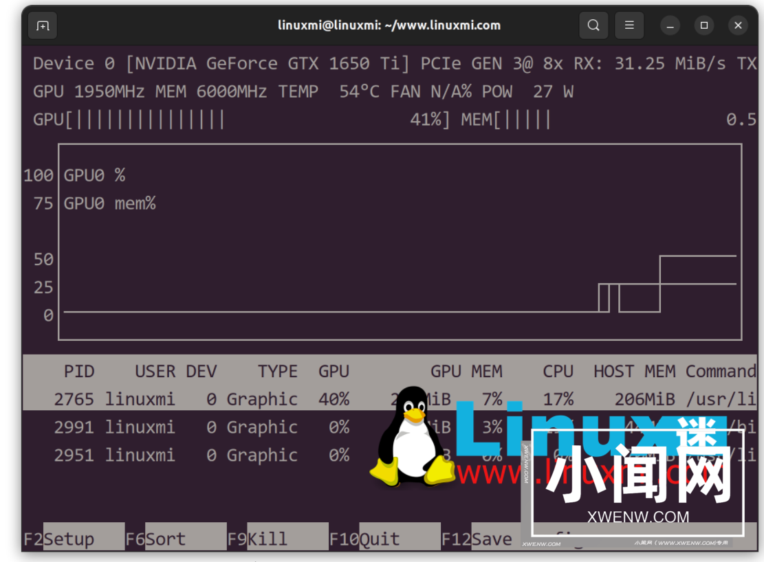 nvtop – 出色的 Linux 任务监视器