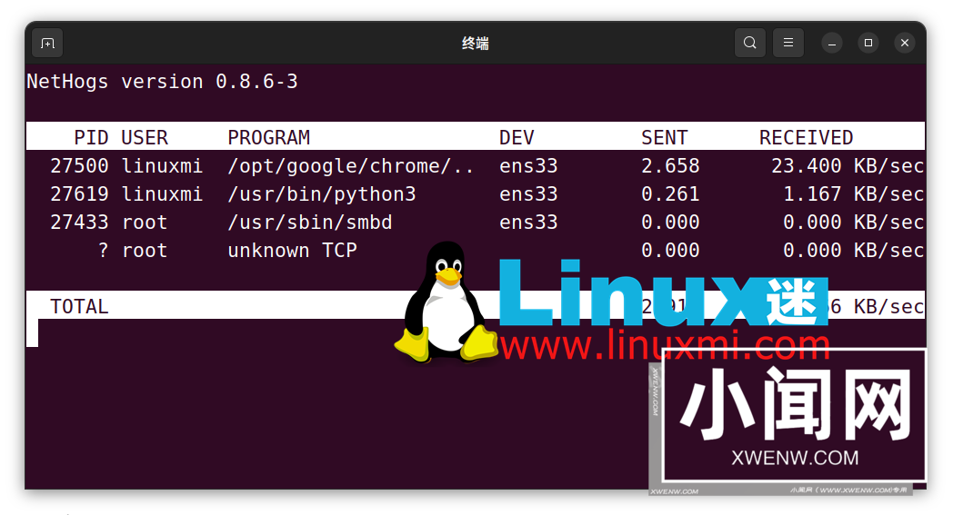 如何监控 Linux 上进程的网络使用情况