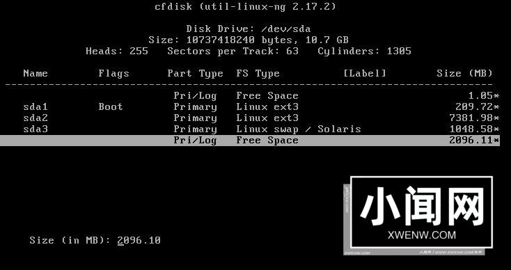 CentOS分区cfdisk操作详解