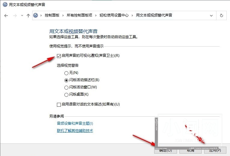 Win10如何启用声音可视化通知 Win10启用声音可视化通知的方法