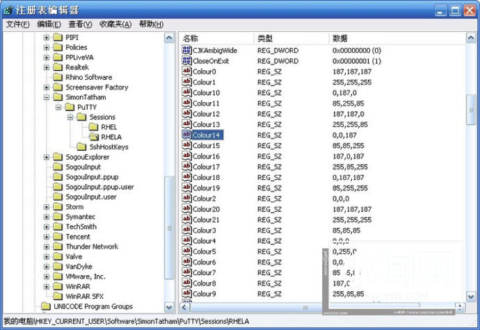 在 putty 中修改文字的颜色