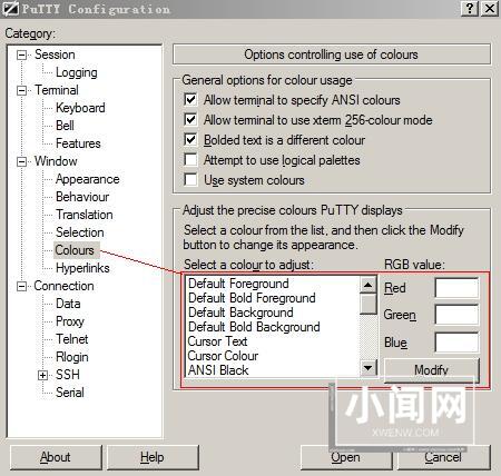 在 putty 中修改文字的颜色