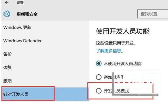 WIN10开发者模式的开启教学